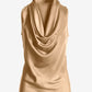 Marilyn Cowl-Neck Charmeuse Blouse Champagne