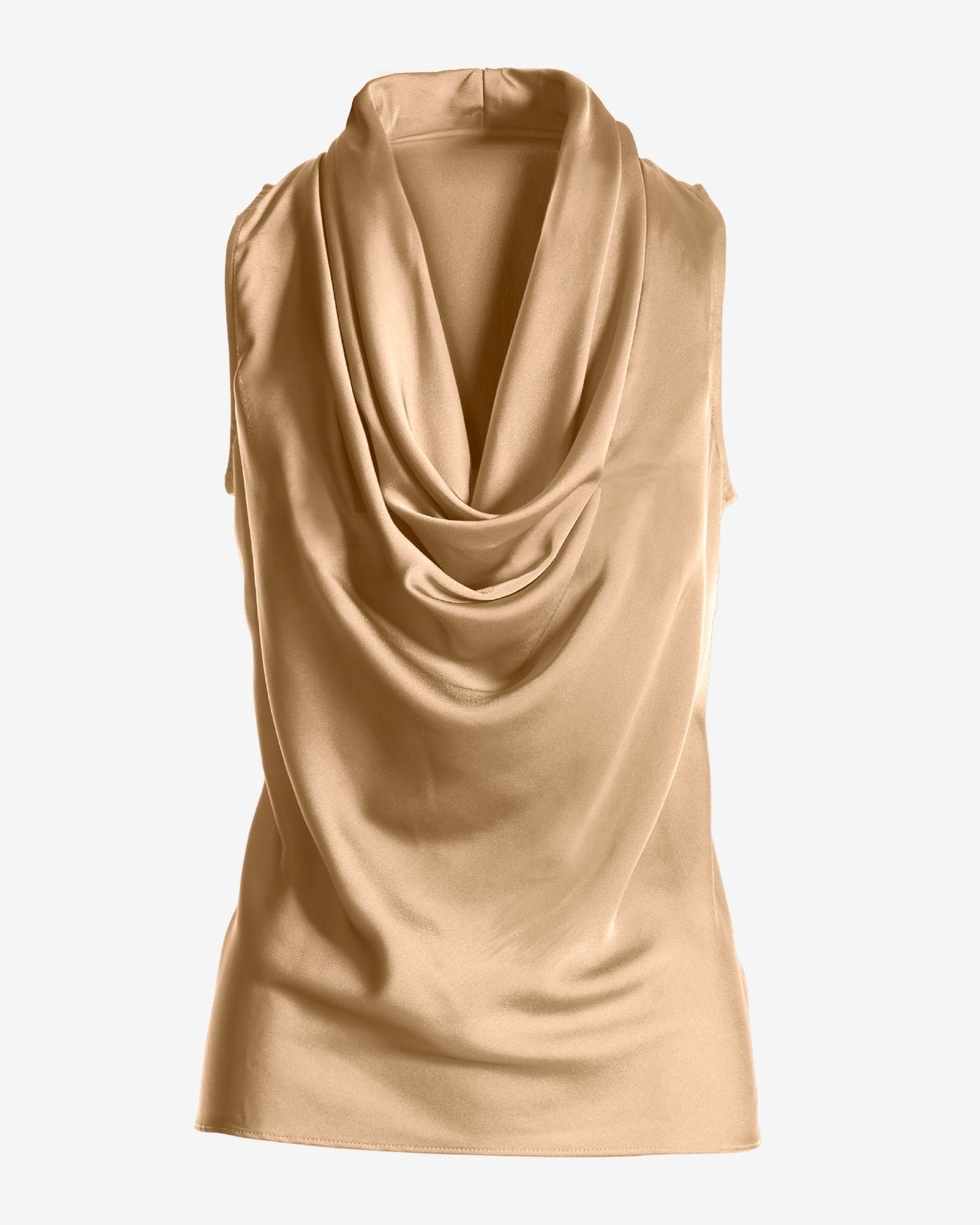 Marilyn Cowl-Neck Charmeuse Blouse Champagne