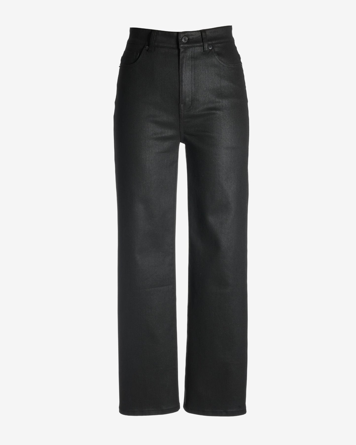 Malibu Coated Cropped Wide Leg Jean Black