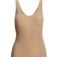 Metallic V Neck Sweater Tank Gold