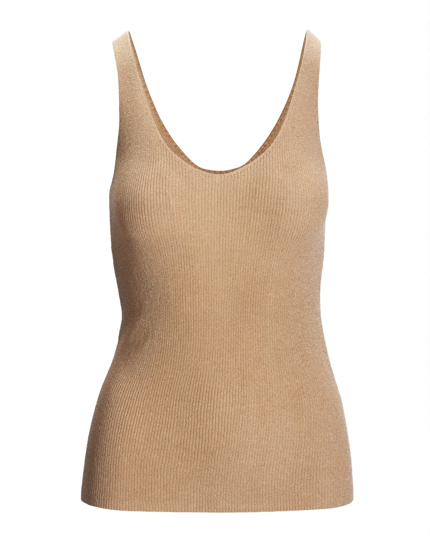 Metallic V Neck Sweater Tank Gold