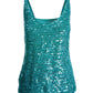 Sequin V-Neck Sweater Tank Blue Radiance