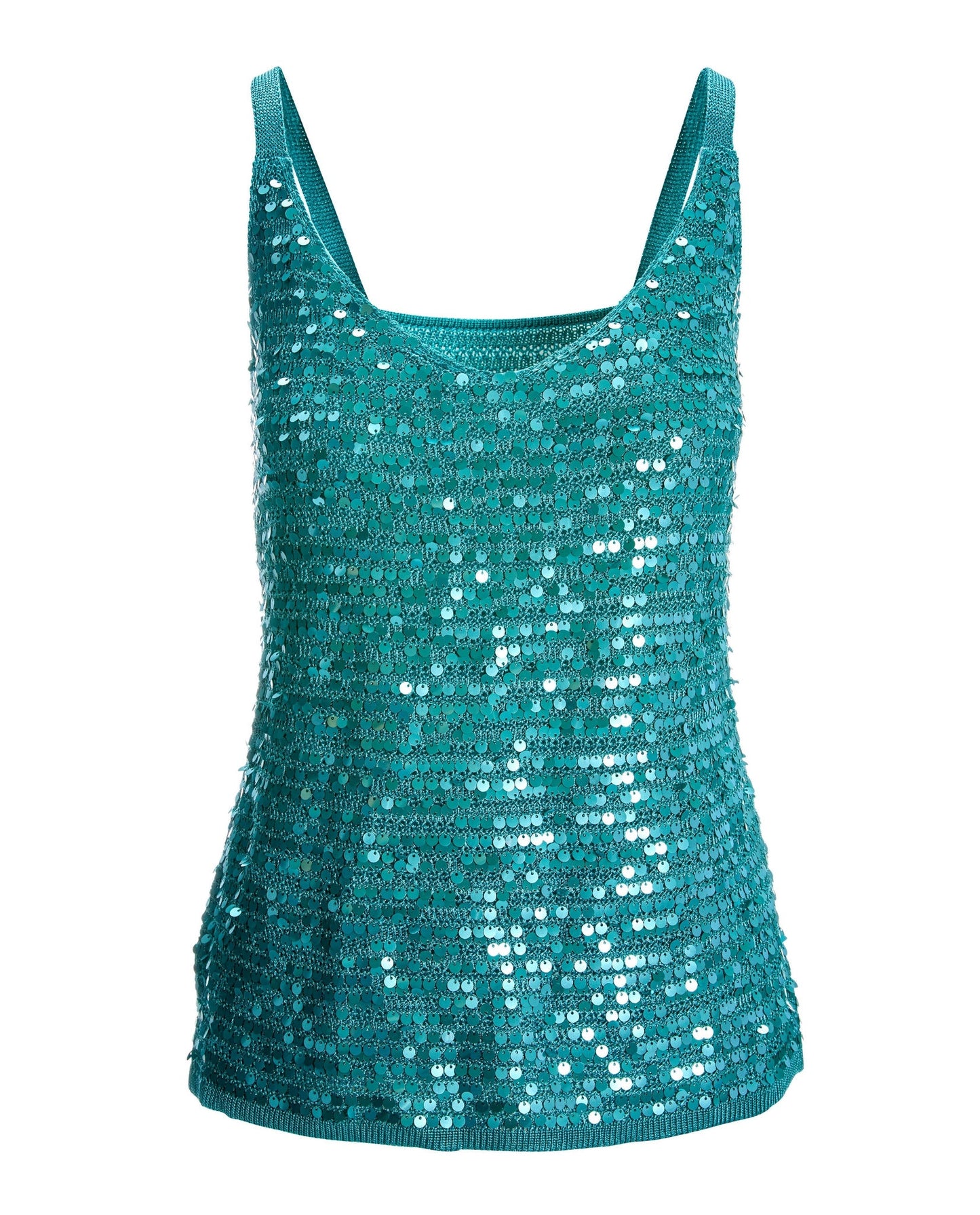 Sequin V-Neck Sweater Tank Blue Radiance