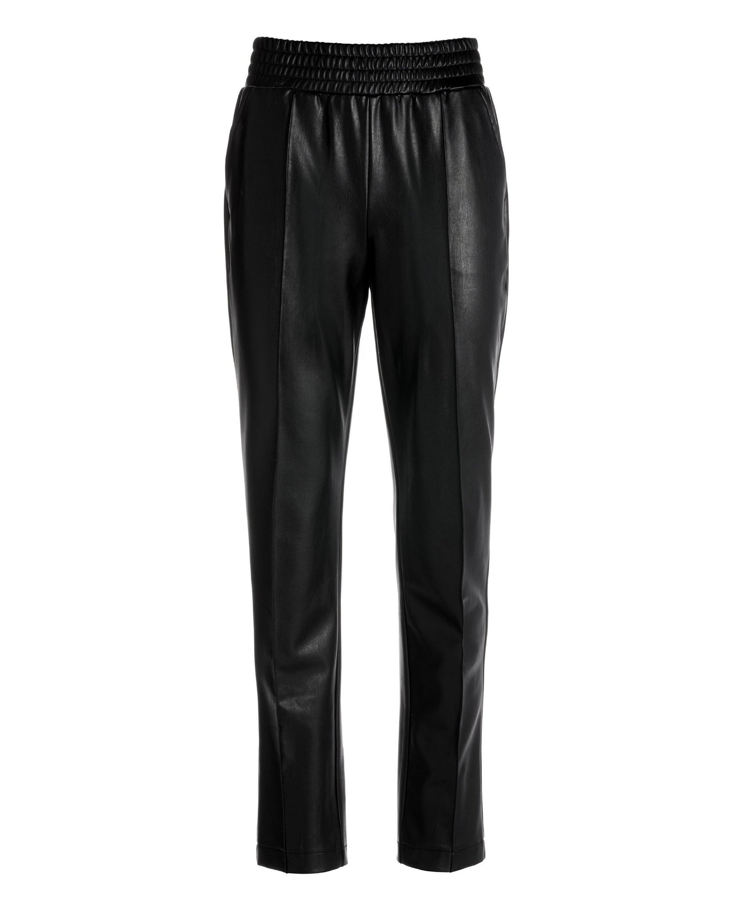 Faux Leather Pull-On Ankle Pant Black
