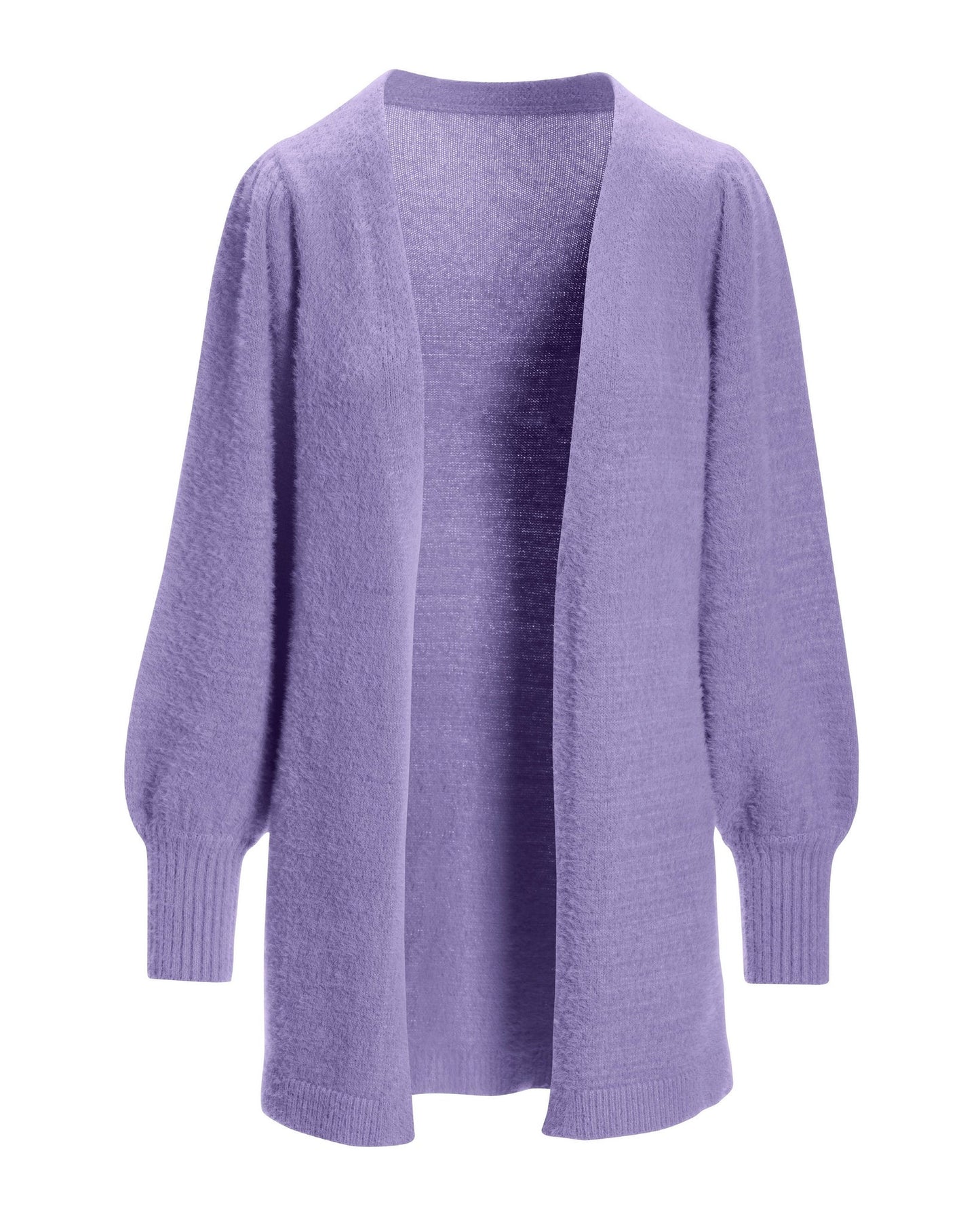 Plush Balloon Sleeve Cardigan Violet Tulip