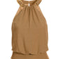 Hardware Shimmer High Neck Blouson Top Gold