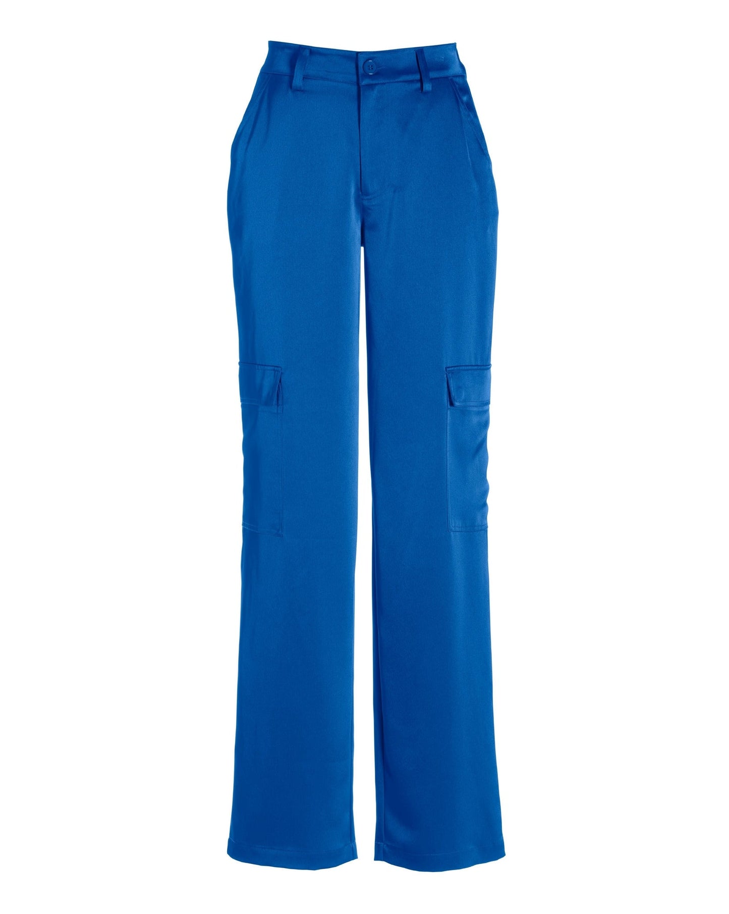 Malibu Satin High Waist Wide Leg Cargo Pant Classic Blue