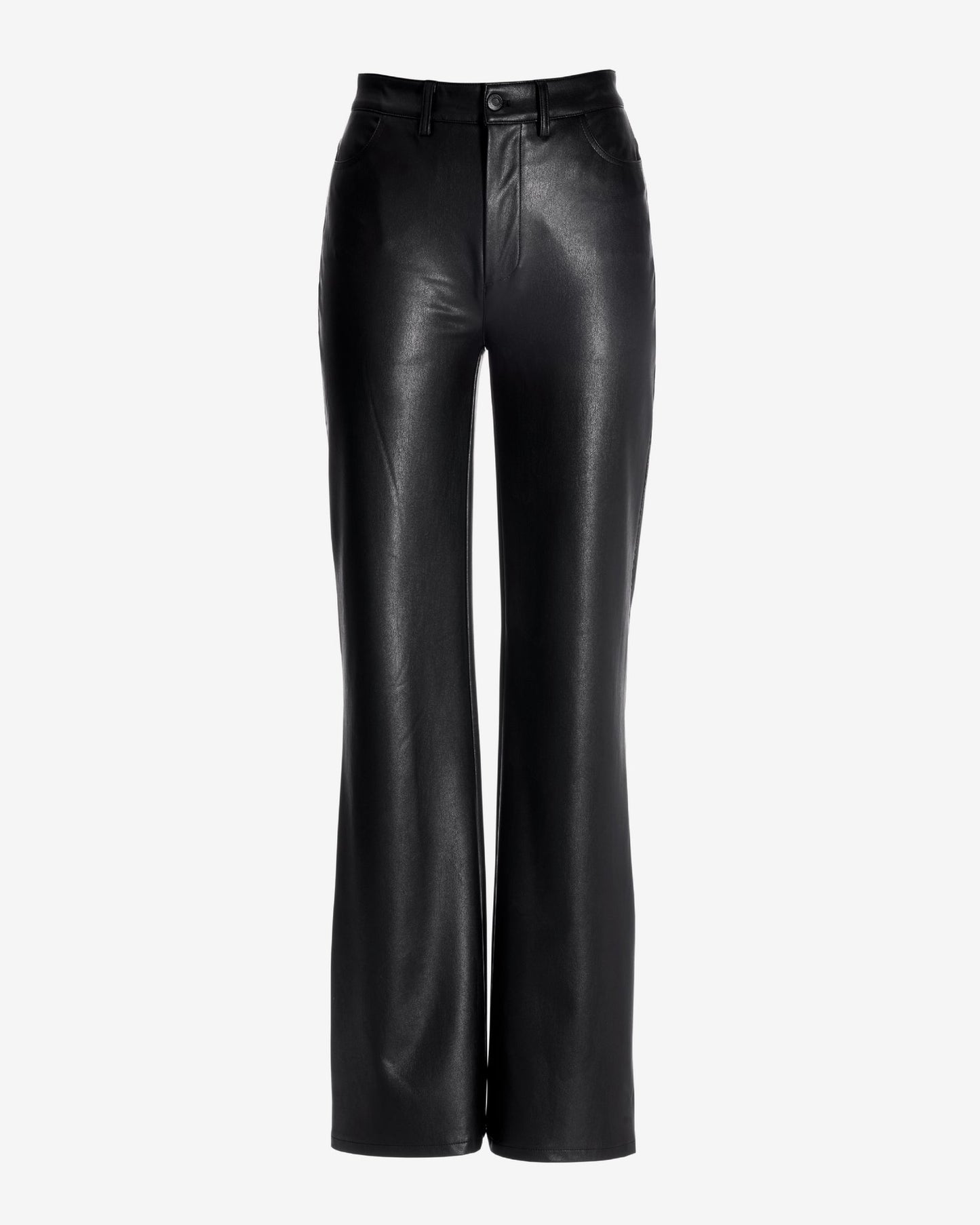 Malibu Faux Leather Wide Leg Five Pocket Pant Black