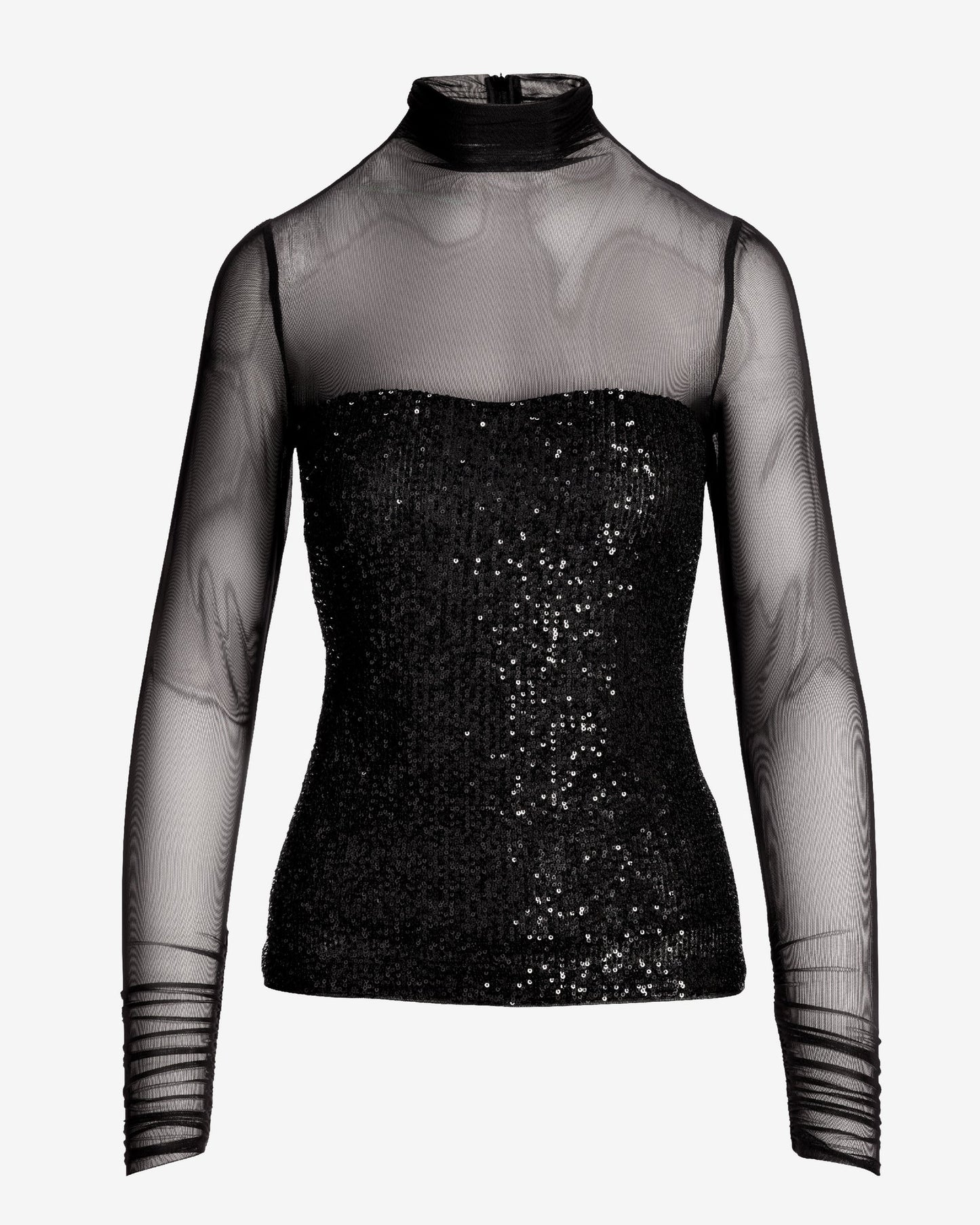 Sequin Sheer Top Black