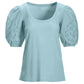 Eyelet Puff Sleeve Tee Cool Blue