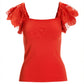 Lace Ruffle Sleeve Sweater Flame