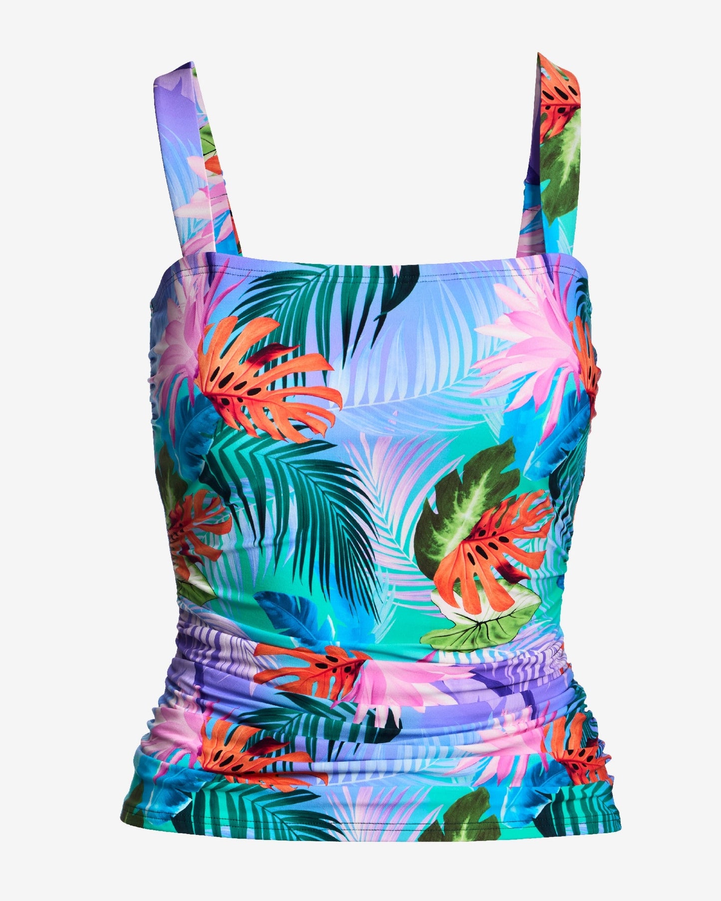 Swim Sense Print Square-Neck Tankini Top Blue Multi