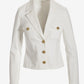 Modern Length Crest Button Luxe Denim Jacket White