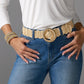 Rope Hardware Buckle Stretch Belt Gold/Natural