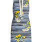 Lemon Racer Back Chic Zip Dress Navy/White