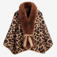 Animal Faux Fur Tie Waist Sweater Poncho Brown Multi
