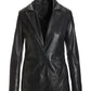 Leather Shaped Single Button Blazer Black