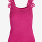 Ribbed Lace Applique Knit Tank Raspberry Rose