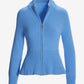 Rib Peplum Full Zip Cardigan Clear Blue Sky