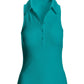 So Essential Ribbed Henley Collared Tank Tile Blue
