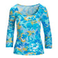 So Sexy Floral Printed Scoop-Neck Knit Top Blue Multi