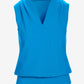 Beyond Travel Sleeveless Stand Collar Blouson Top Malibu Blue