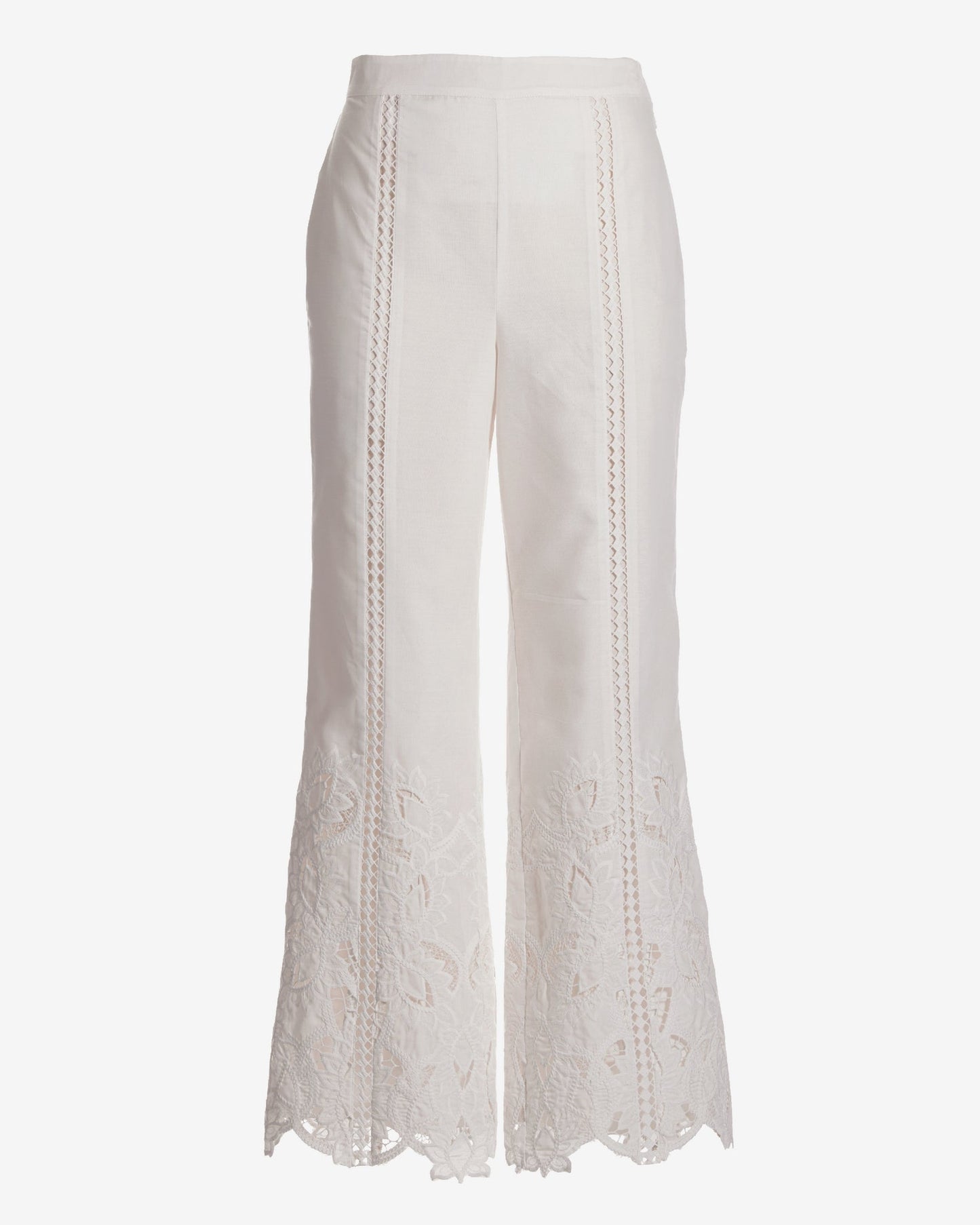 Malibu Floral Eyelet Scallop Pant White