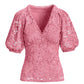 Lace V Neck Knit Top Aurora Pink