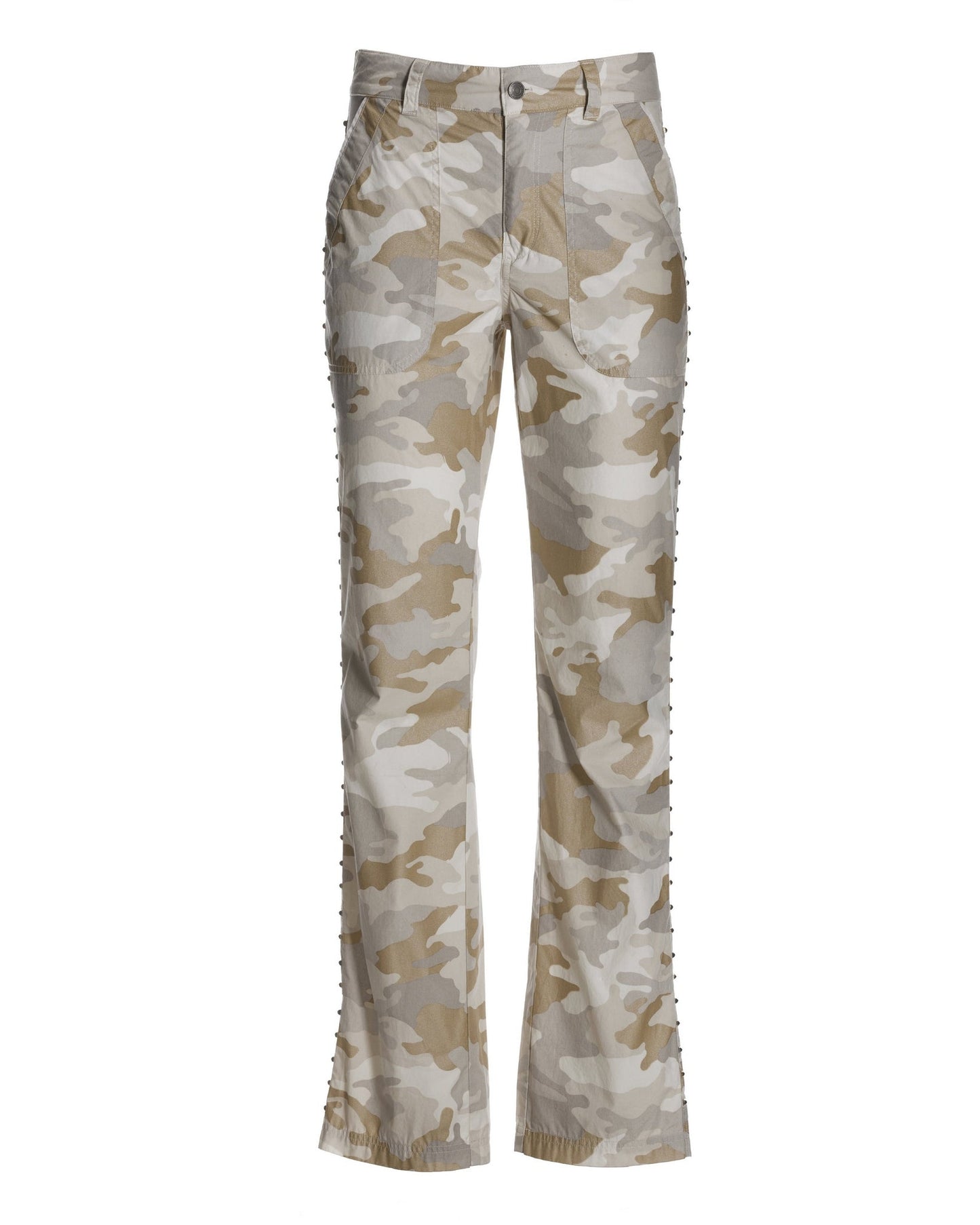 Foil Camo Embellished Cargo Pant Camo Gold