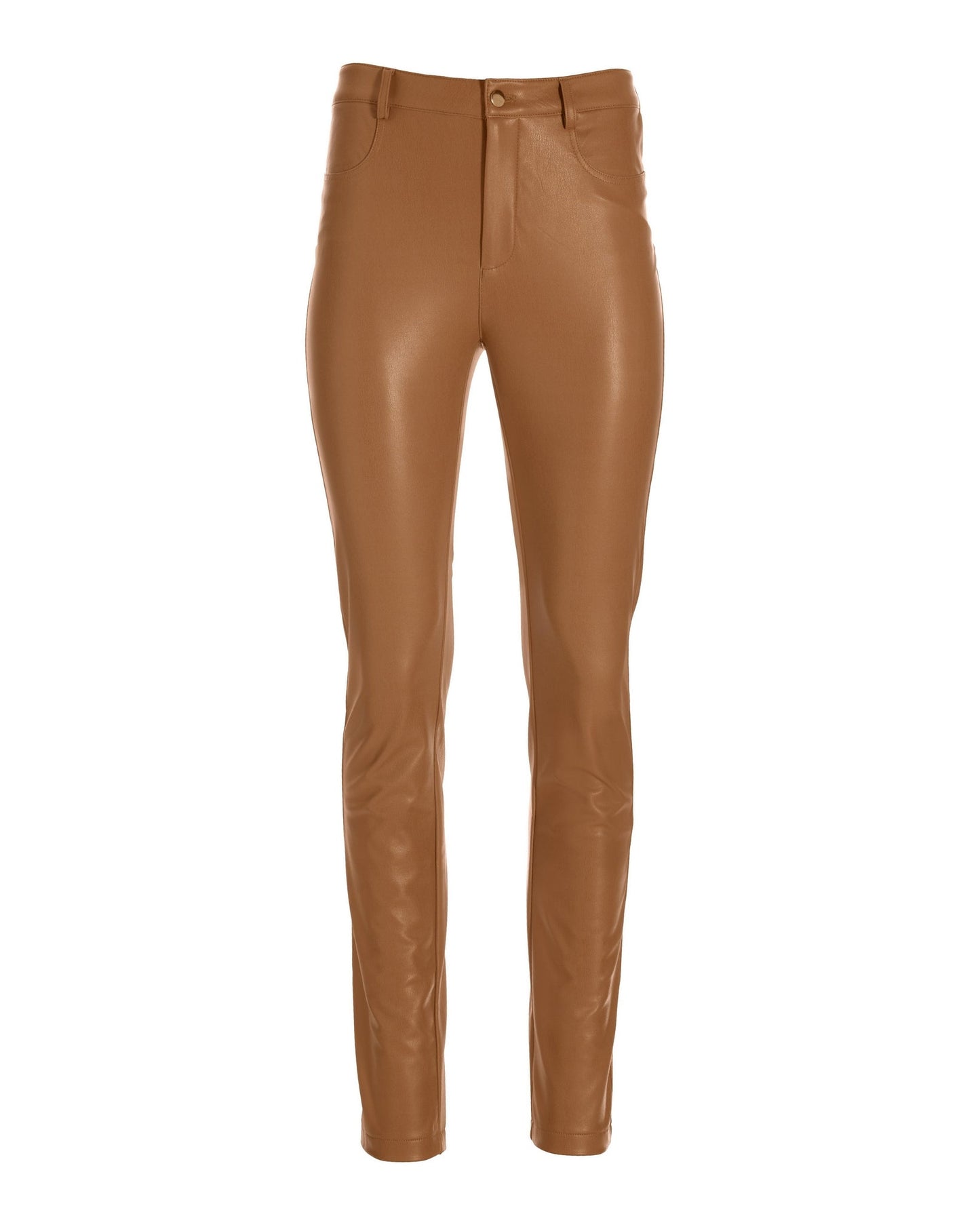 Faux Leather Five Pocket Pant Camel/Tan