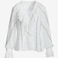 Parisian Pearl Embellished Ruffle Blouse White