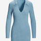 Ribbed Collar Tunic Sweater Clear Blue Sky