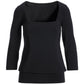 Beyond Travel Square-Neck Blouson Top Jet Black