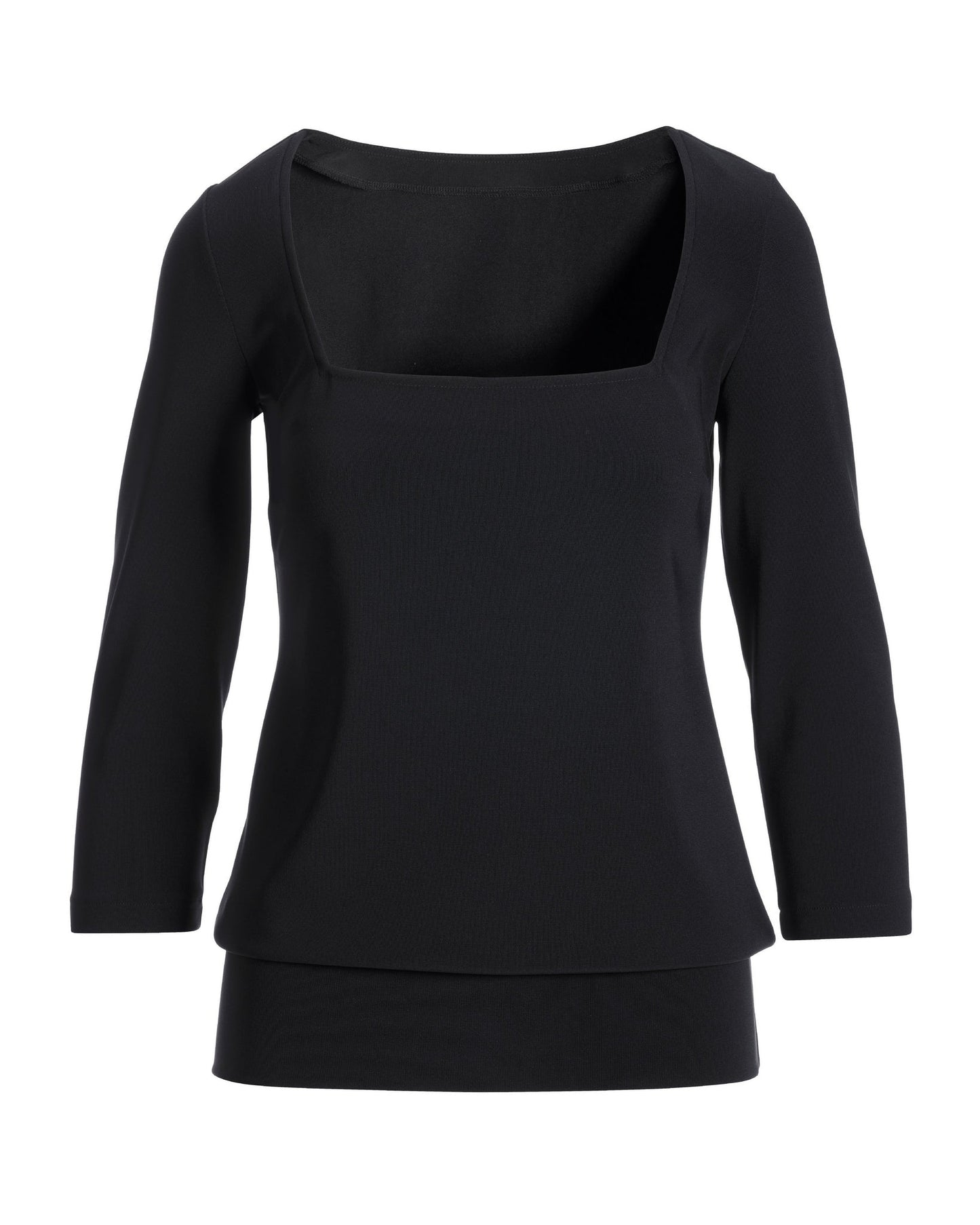 Beyond Travel Square-Neck Blouson Top Jet Black