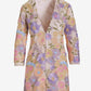 Pastel Embroidered Mesh Three Quarter Sleeve Hip Length Duster Pink Multi