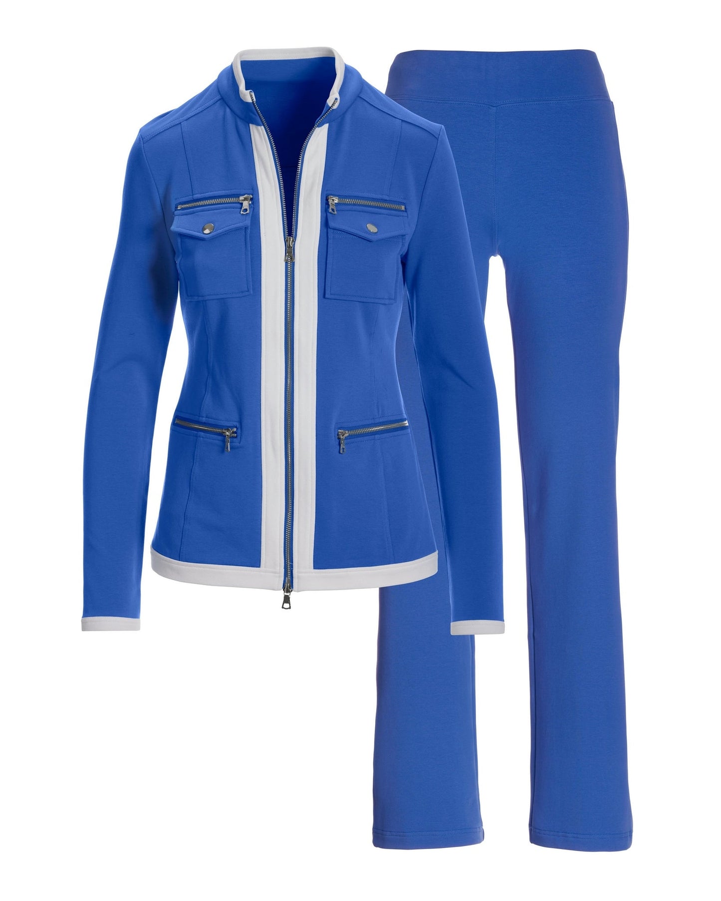 Chic Zippered Sport Coordinate Set Palace Blue