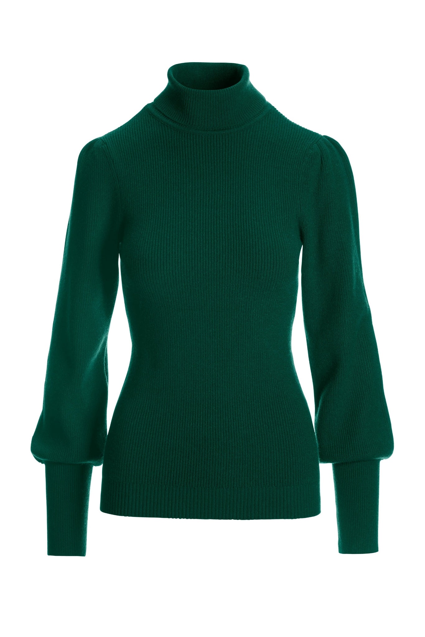 Puff Sleeve Turtleneck Sweater Emerald