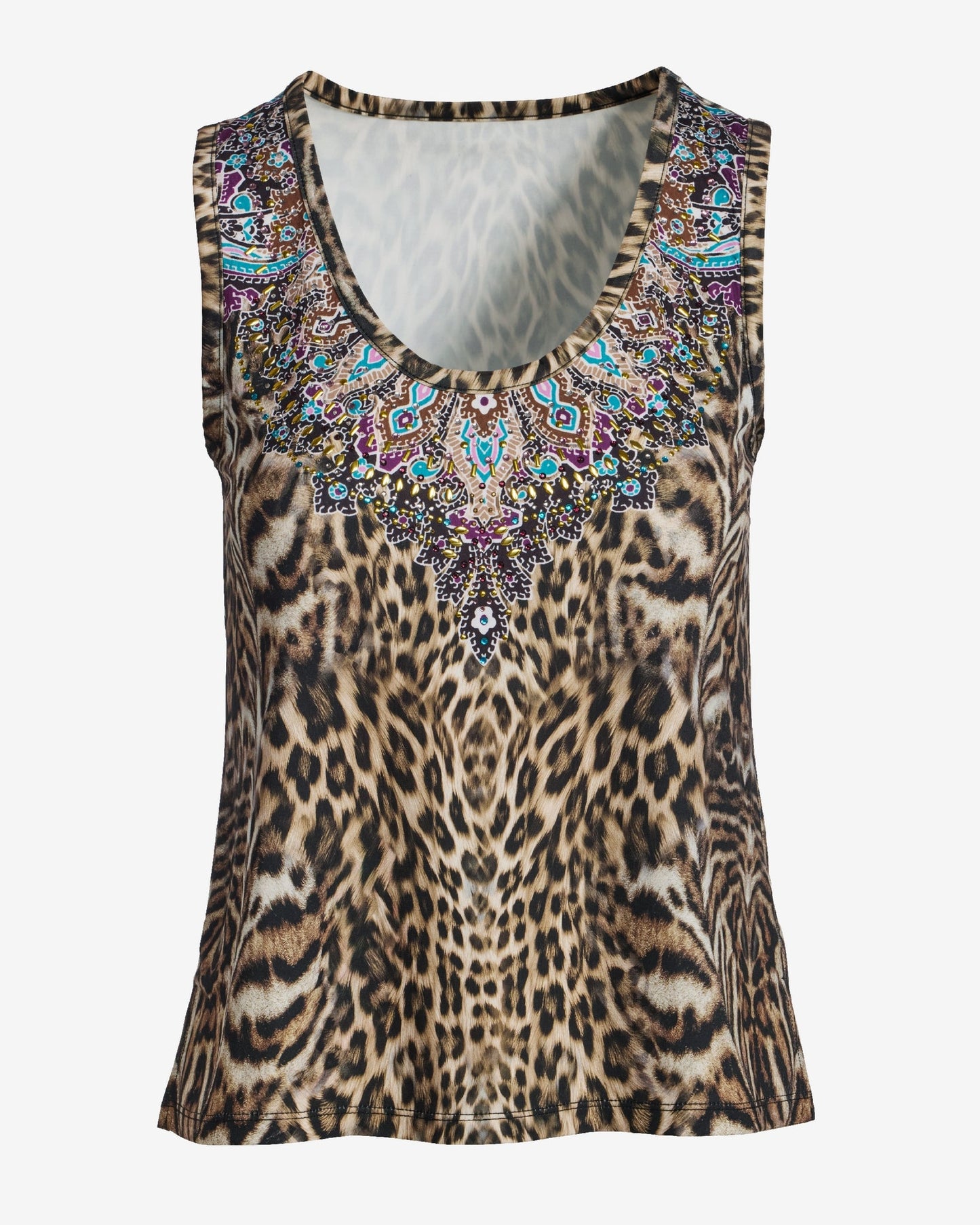 So Chic Safari Glam Leopard Jeweled Knit Top Safari Glam
