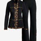 Chic Zippered Printed Trim Sport Coordinate Set Cheetah Spots