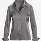 Sophia Button-Up Charmeuse Blouse Ash