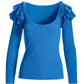 So Essential Ruffle Ribbed Long Sleeve Top French Blue