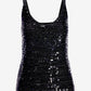 Sequin V-Neck Sweater Tank Black