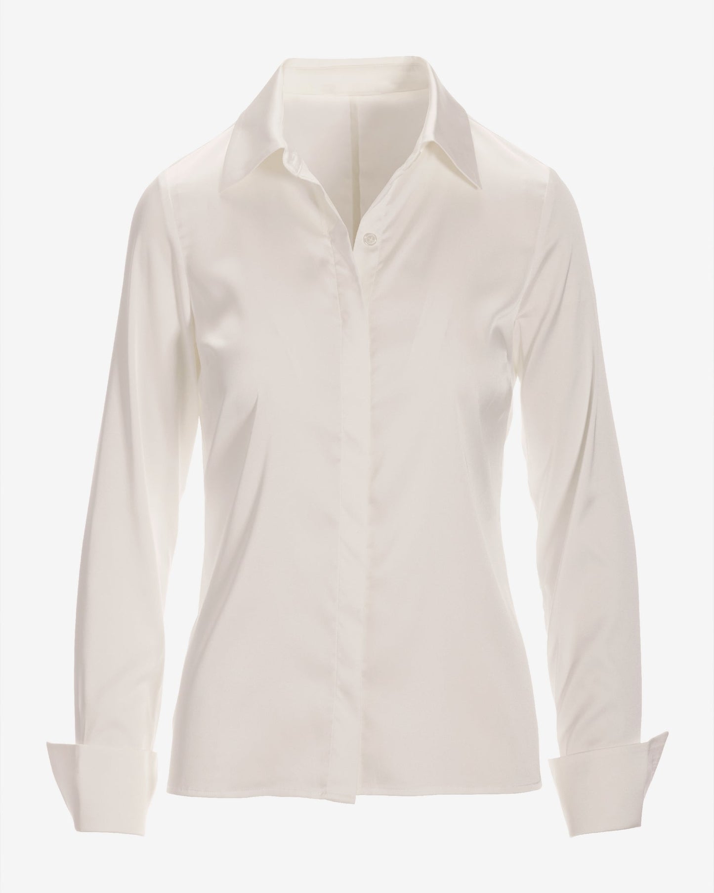 Sophia Button-Up Charmeuse Blouse Off White