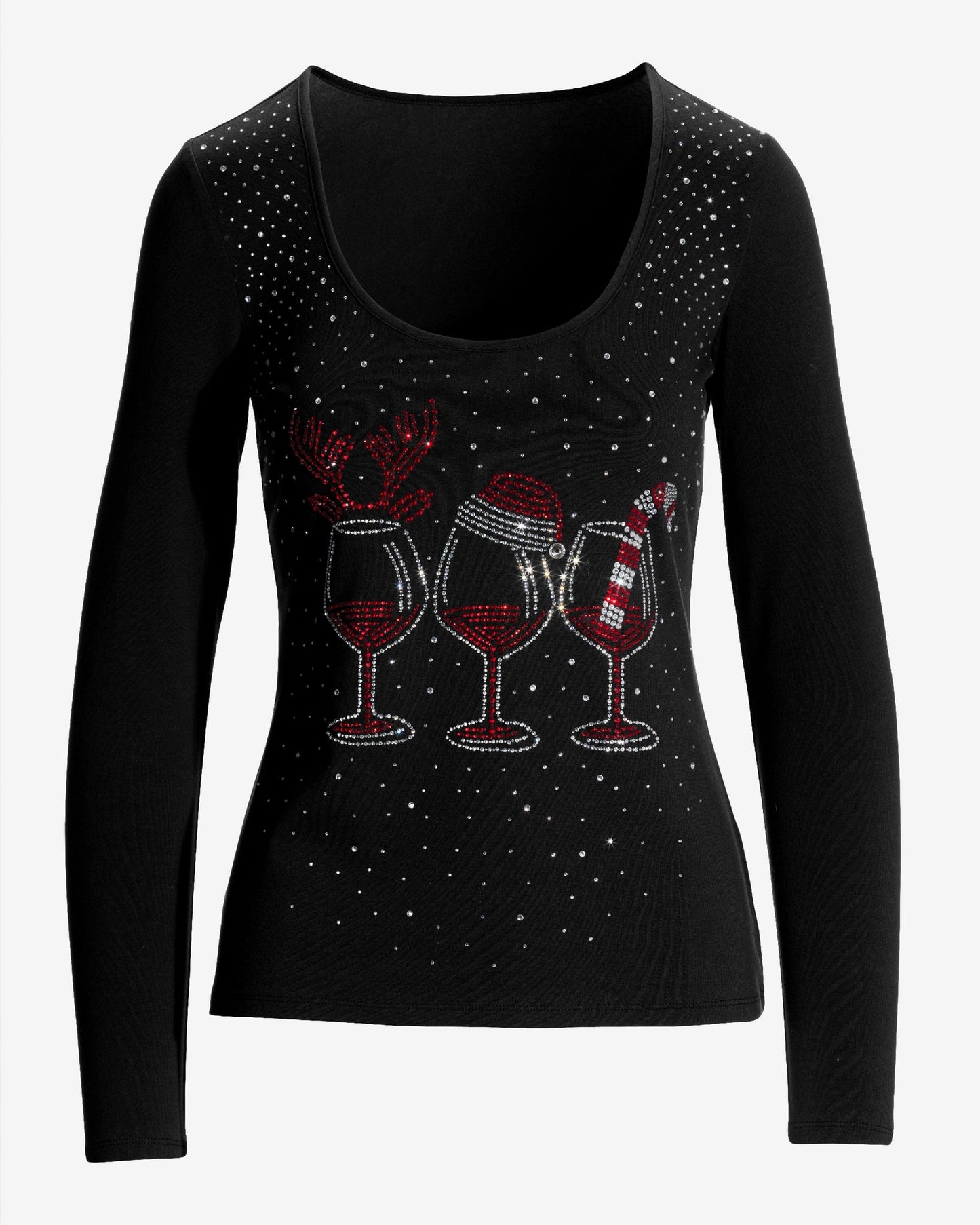 Scoopneck Festive Glasses Top Proper Black