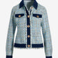 Shimmer Tweed Denim Trim Jacket Light Blue Multi