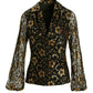 Embellished Cowl Neck Lace Top Black/Gold