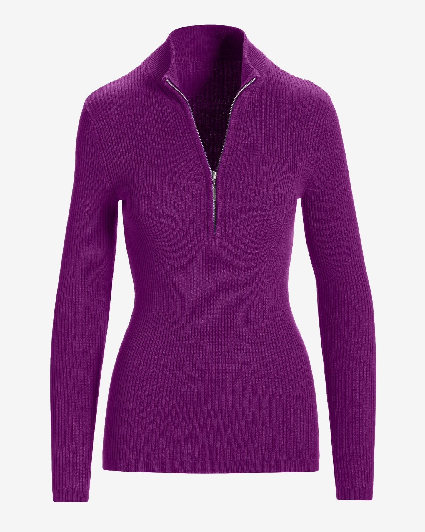 Ribbed Half Zip Up Sweater Grape Juice