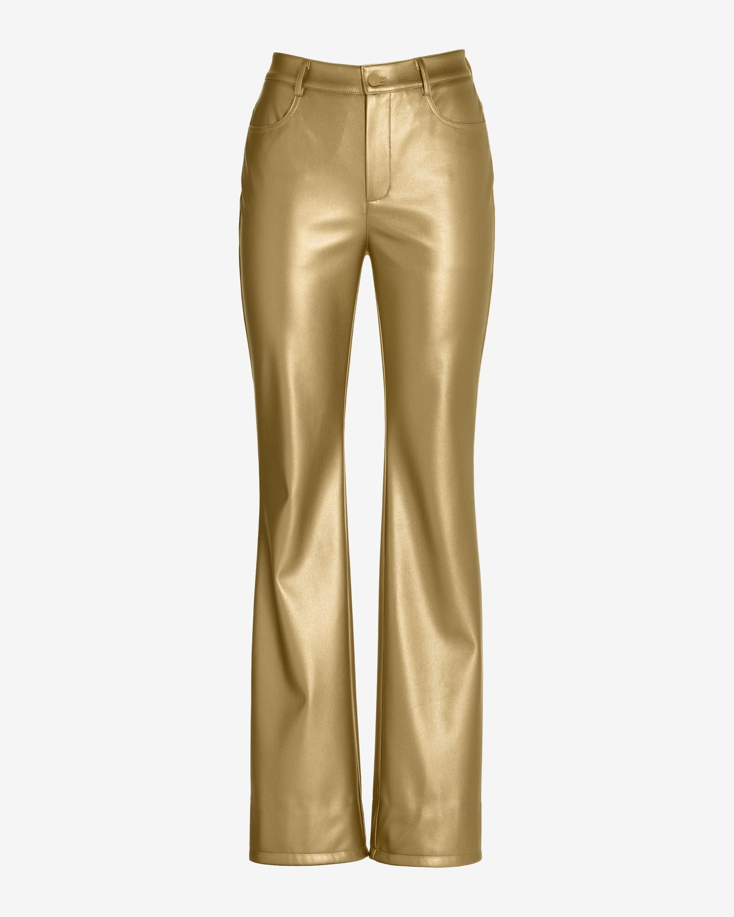 Monterey Faux Leather Five Pocket Bootcut Pant Gold