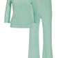 Ribbed Scoopneck Blouson Lounge Set Blue Light