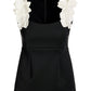 3D Floral Scuba Top Black/Off White